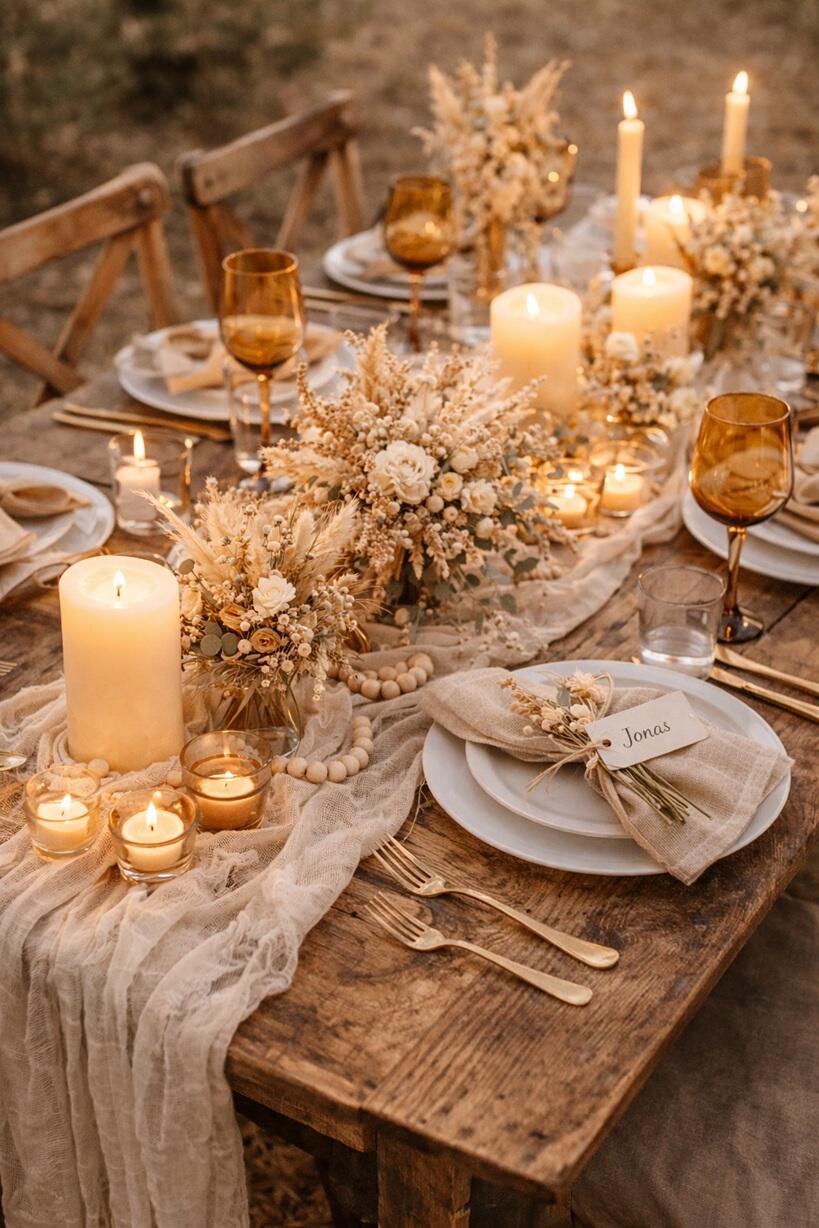 Boho Hochzeit-Tischdeko