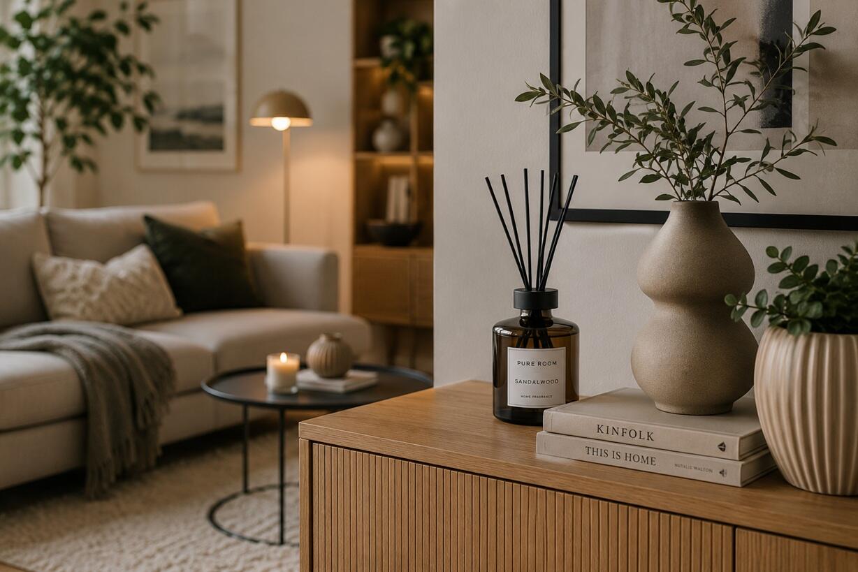 Moderner Raumduft als stilvolles Wohnaccessoire im Wohnzimmer