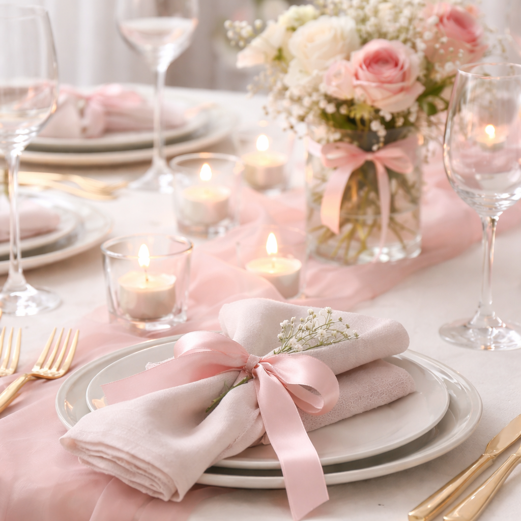 Tischdekoration mir Satinband