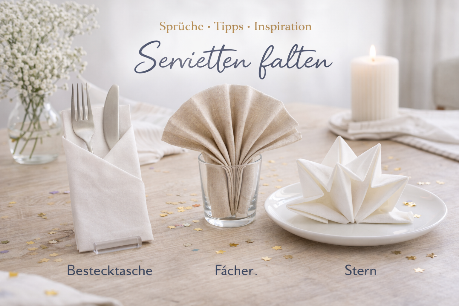 Servietten-Formen und Faltungen – Inspiration