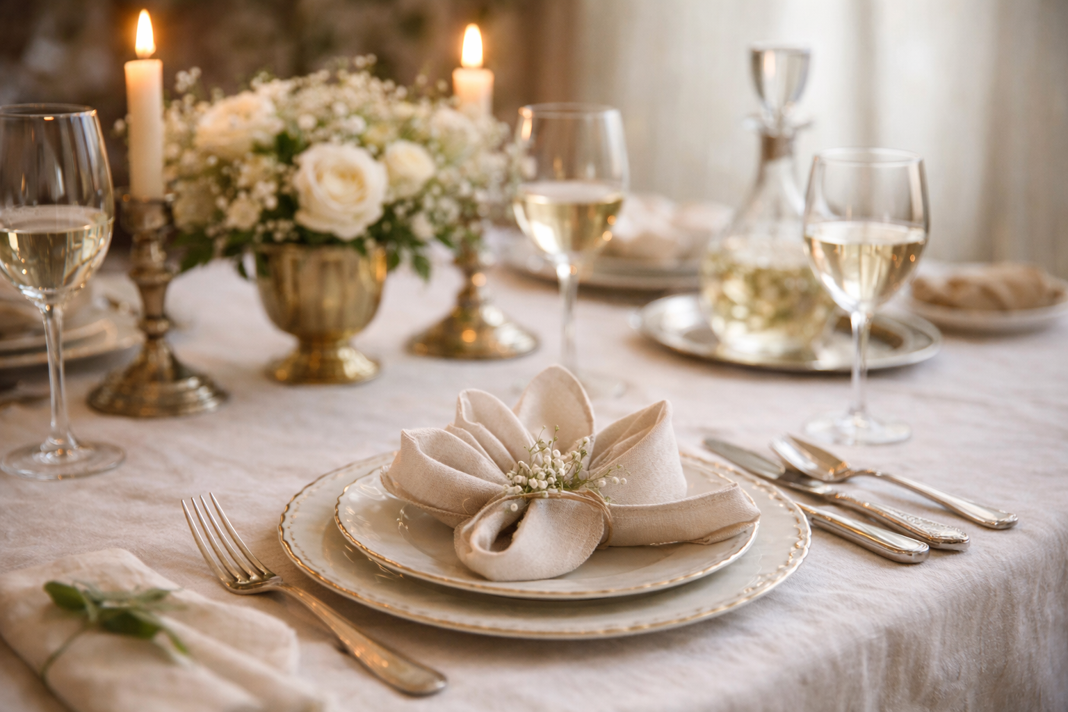 Klassischer Tisch mit Stoffservietten – zeitlose Tischkultur