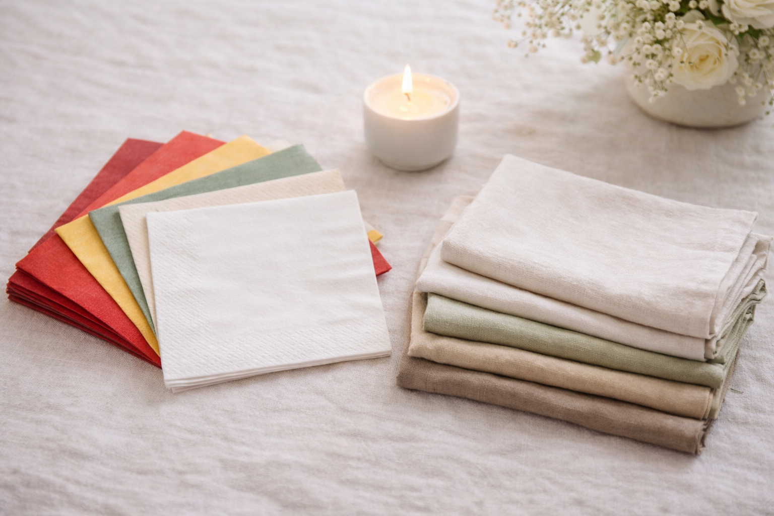 Papier vs. Stoff – Farbfächer und Materialvergleich