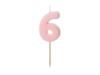 Bougie d'anniversaire numéro 6 rose clair