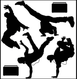 Toile de fond murale de silhouettes de danseur de break