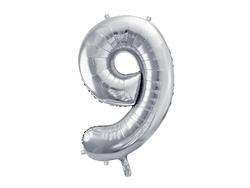 Zahlenballon 9 Silber 86 cm