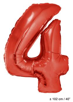 Zahlenballon 4 Rot 1 Meter