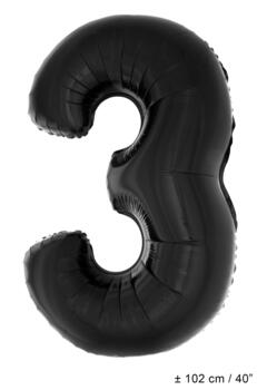 Zahlenballon 3 Schwarz 1 Meter