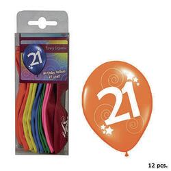 Zahl 21 Ballons Bunter Farben