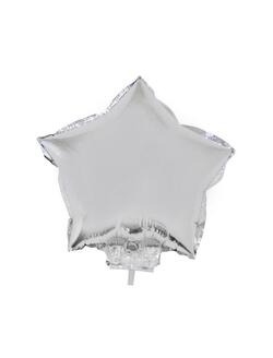 Folienballon Sterne Silber mit Stab 28 cm