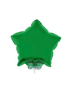 Folienballon Sterne Grün mit Stab 28 cm