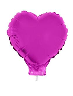 Ballon aluminium coeur fuchsia avec bâton 28 cm
