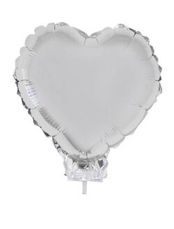 Ballon aluminium coeur argent avec bâton 28 cm