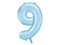 Ballon Zahl 9 Hellblau 86 cm