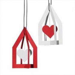 Kunst Mobile House of Heart Red-White