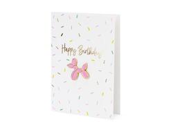 Geburtstagskarte Anstecker Ballonhund "Happy Birthday"