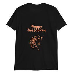 T-Shirt Happy Halloween Araignée Noir
