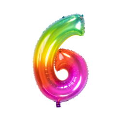 Ballon Zahlen 6 mehrfarbig