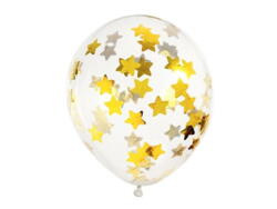 Ballons confettis étoiles dorées 30cm