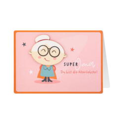 Carte de vœux en bois Super Grandma – tu es la plus douce