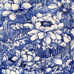Servietten Zelltuch Blumen Blau