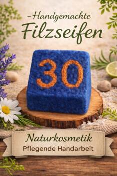 Geburtstagsgeschenk 30 Jahre Filzseife Handgemacht Zahl 30 Orange