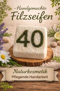 Geschenk Filzseife Handgemacht Zahl 40 Dunkel Grün