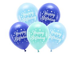 Öko Ballons Happy Birthday Blau