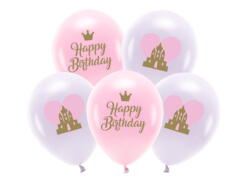 Öko Ballons Happy Birthday Pink Krone
