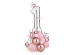 1. Geburtstag Ballonset Pink Zahl 1