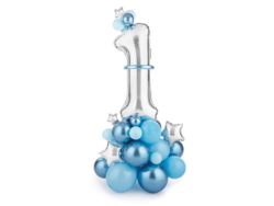 1. Geburtstag Ballonset Blau Zahl 1