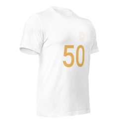 T-Shirt Weiss Zahl 50 Gold