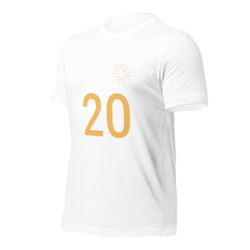 T-Shirt Weiss Zahl 20 Gold