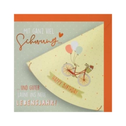Geburtstagskarte  Mit ganz viel Schwung  Happy Birthday  und guter Laune ins neue Lebensjahr      