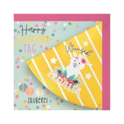 Geburtstagskarte  Happy Glitzertag  Wunscherfüller  123 Zauberei      