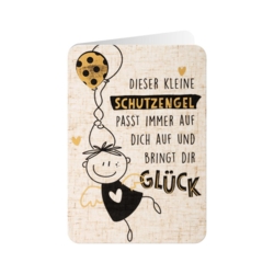 Geburtstagskarte  Dieser kleine Schutzengel passt immer auf dich auf und bringt dir Glück     