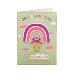 Geburtstagskarte Engel über den Regenbogen