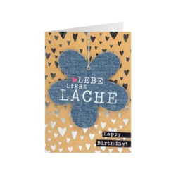 Geburtstagskarte Jeans Lebe Liebe Lache