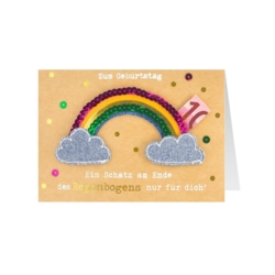 Geburtstagskarte Jeans Ein Schatz am Regenbogen