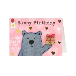 Geburtstagskarte Jeans Happy Birthday Bär
