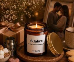 Duftkerze 6 Jahre Zucker-/Zinnerne Hochzeit