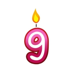 Bügelbild Kerzenzahl 9