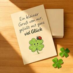 Glückskarten Kleeblatt & Marienkäfer – 12 Stück