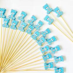 Blaue Baby Bär Partyspiesse – 30 Stück