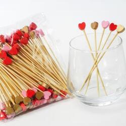 Herz Partyspiesse aus Bambus – 50 Stück
