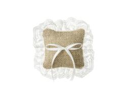 Ringkissen Jute mit Spitze 10 cm – Romantisches Hochzeitskissen