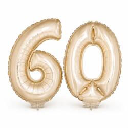 Ballon Set Zahl 60 Champagne auf Stick 6 & 0