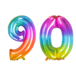 Zahlenballons 90 Regenbogen Geburtstag Ballon Set 9 & 0