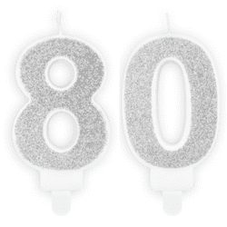 Geburtstagskerzen 80 Silber Set 8 & 0