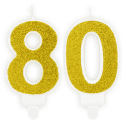 Geburtstagskerzen 80 Gold Set 8 & 0