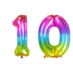 Zahlenballons 10 Regenbogen Geburtstag Ballon Set 1 & 0